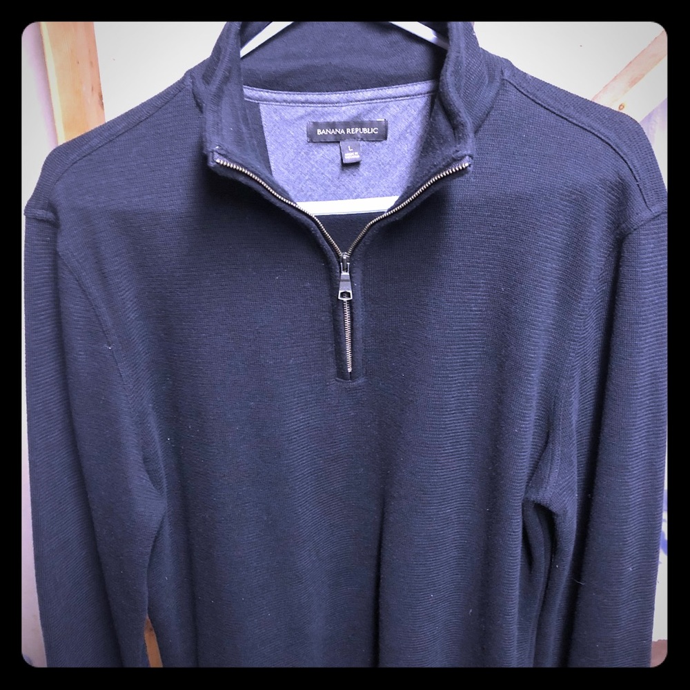 Banana Republic Half Zip Sweater Black Mens large.
